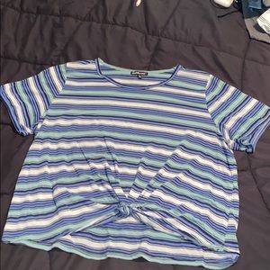 Blue Striped Crop Top